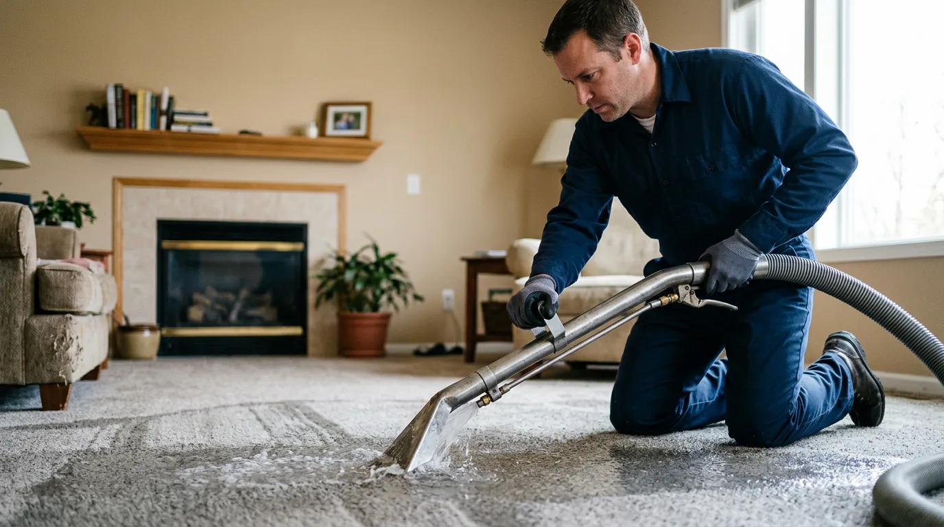 Water damage restoration technician working near Lake Zurich, IL